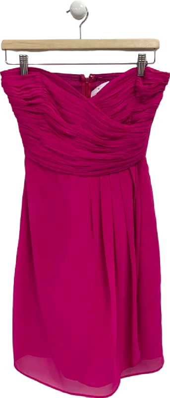 Miss Selfridge Pink Ruffled Strapless Dress UK 8