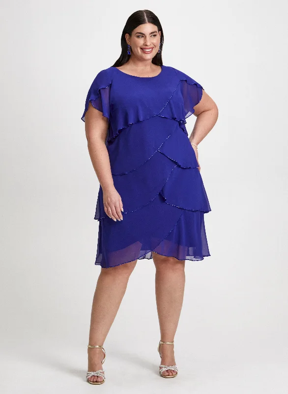 Tiered Flutter Sleeve Dress