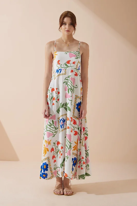 Calantha Multicolour Floral Flared Maxi Dress