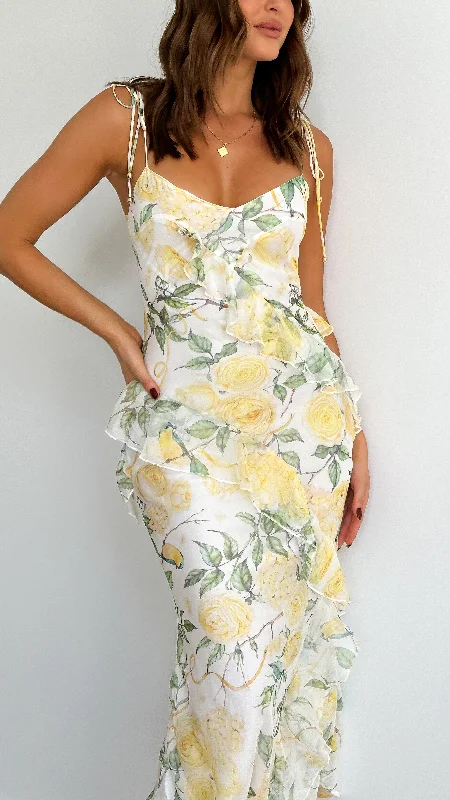 Daiwa Maxi Dress - Yellow Floral