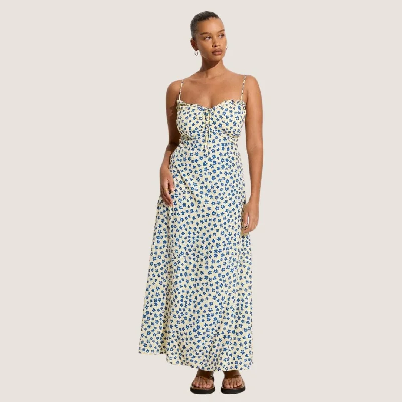 Gita Midi Dress (Floral + Blue)