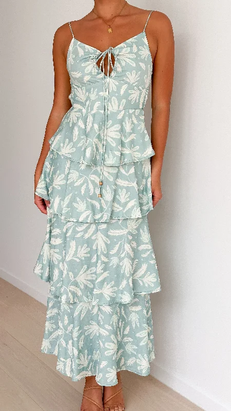 Jadey Maxi Dress - Green Floral