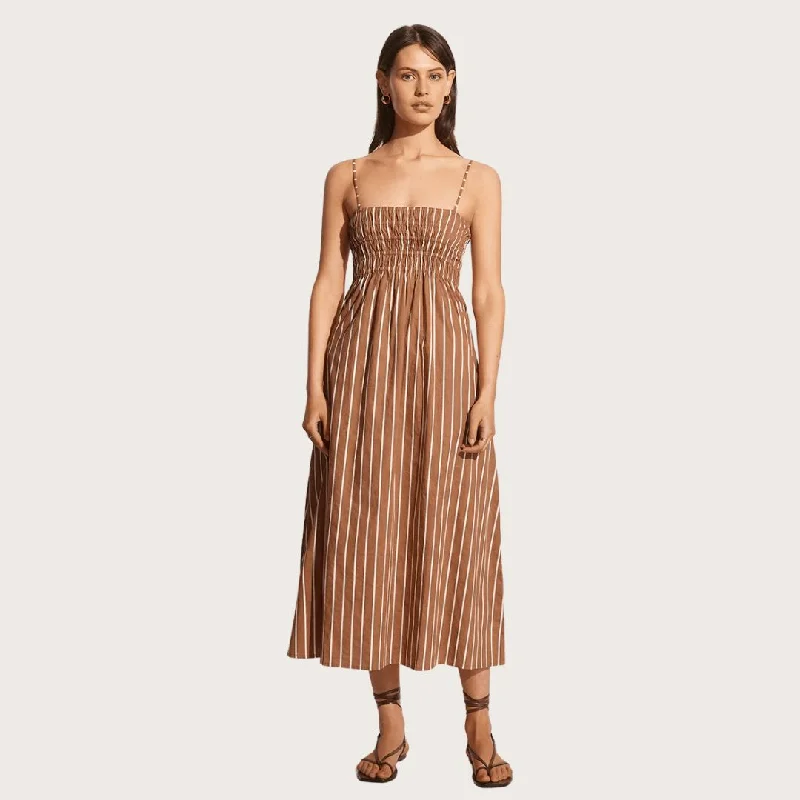 Marieka Midi Dress (Adia Stripe Hazelnut)