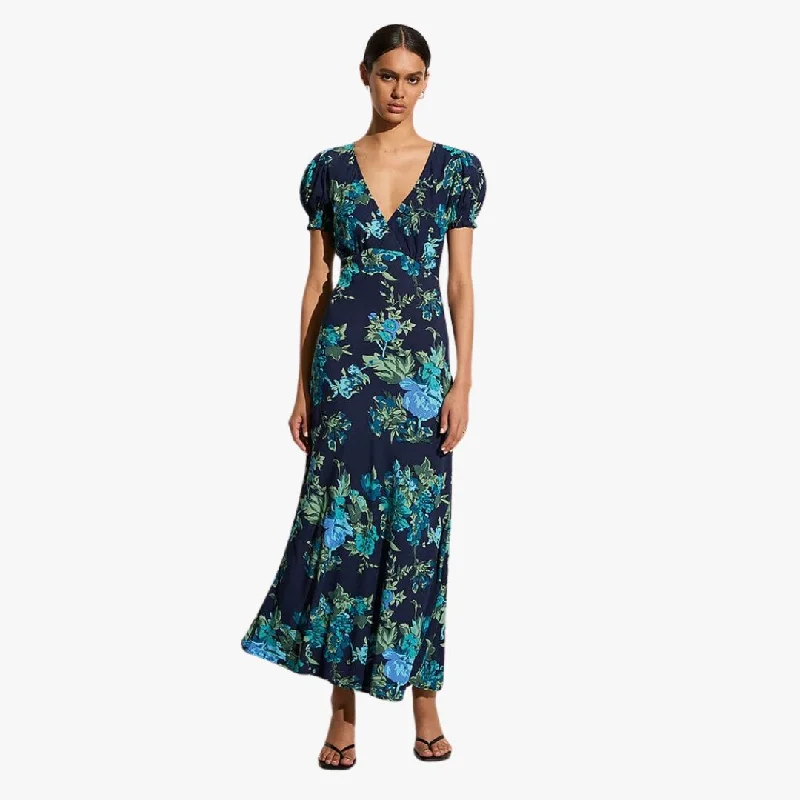 Reis Midi Dress (Escala Floral Navy)