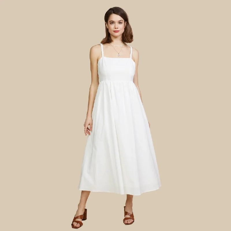 Sleeveless Midi Dress (White)