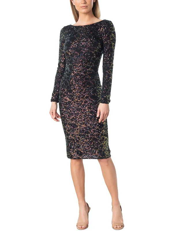 Emery Womens Sequined Midi Cocktail and Party Dress