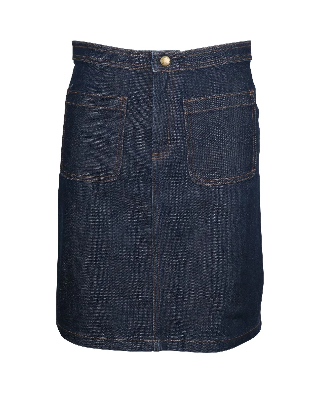 A.P.C Denim Skirt in Navy Blue Cotton