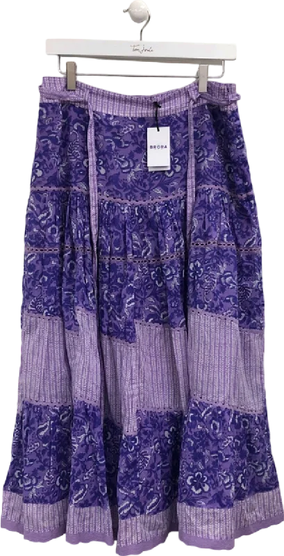 Brora Purple Patchwork Maxi Skirt UK 12