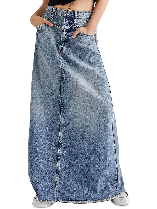 Come as you are Womens Denim Unlined Maxi Skirt