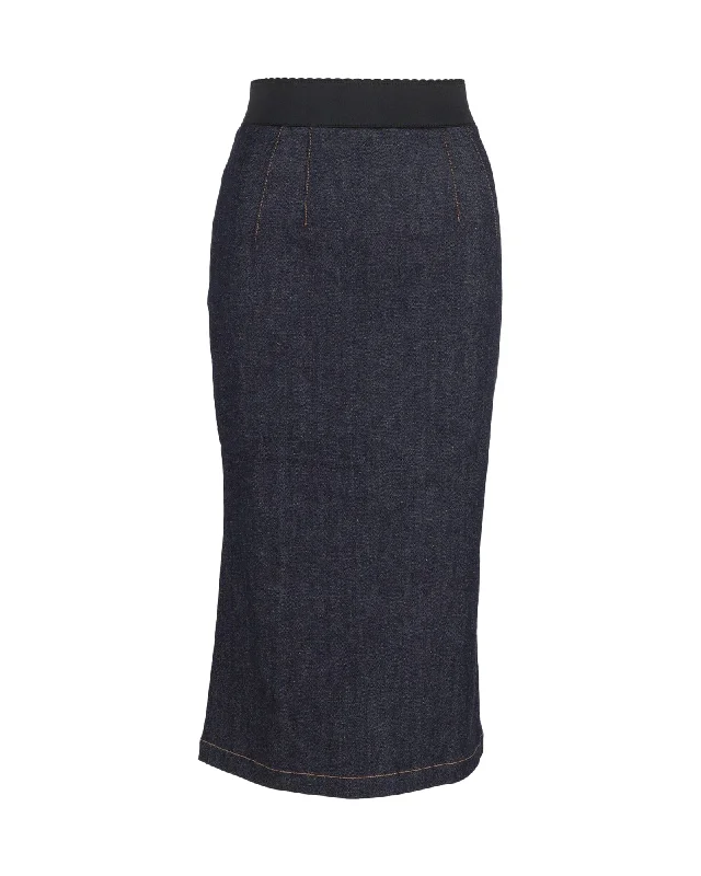 Dolce & Gabbana Pencil Midi Skirt in Blue Denim