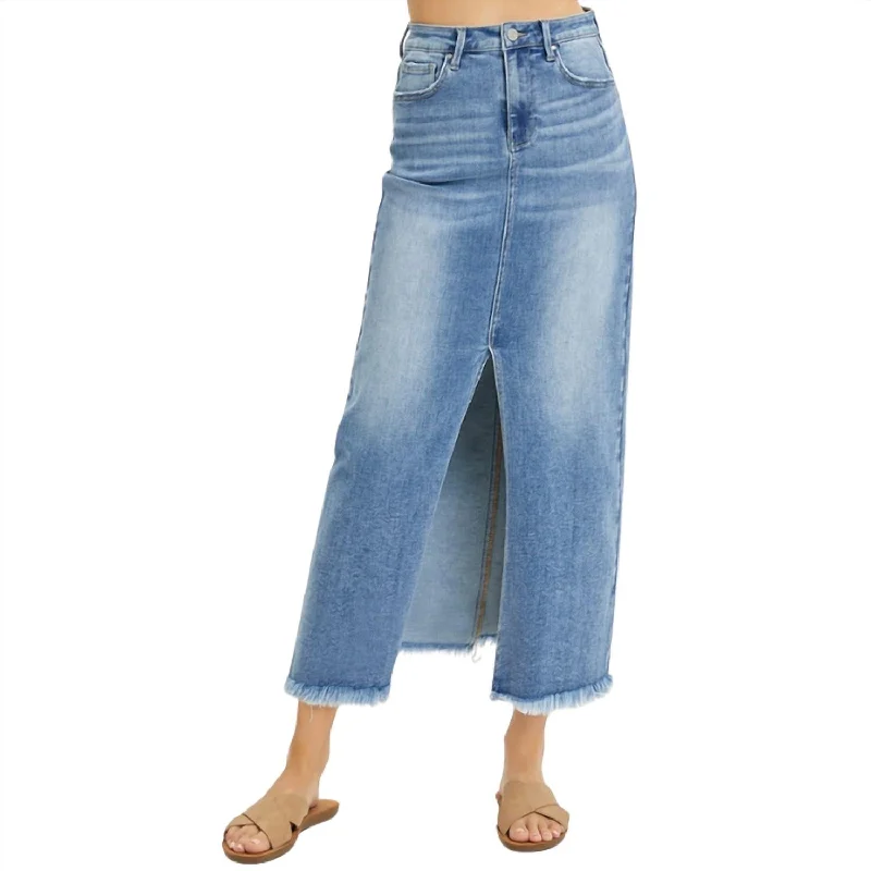 Midi-Maxi Denim Skirt In Medium Wash