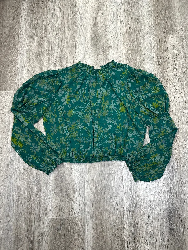 Blouse Long Sleeve By Free People In Green, Size: S