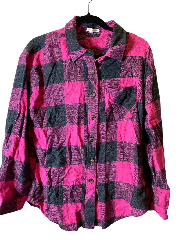 Blouse Long Sleeve By Maurices In Black & Pink, Size: S