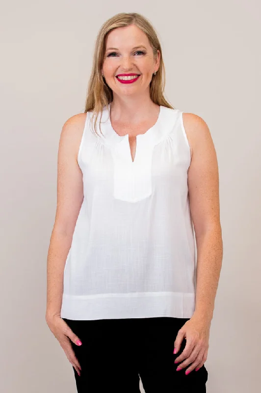 Scarlette Tank, White, Linen Bamboo