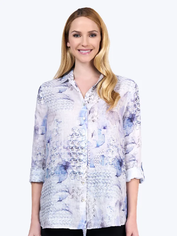 Tianello "Xander" Print  Linen "Loving" Blouse