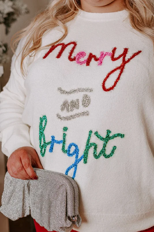 Tinsel Merry AND Bright Pattern Plus Size Christmas Sweater