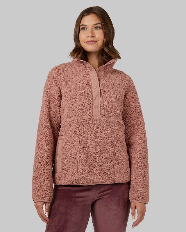 WOMEN'S COZY SHERPA SNAP MOCK TOP