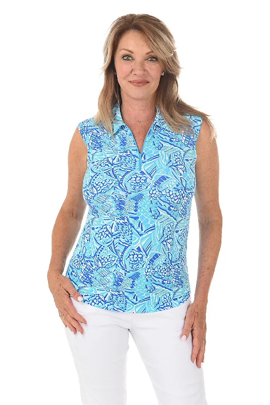 Krista Fish Sleeveless UPF50+ Polo Top