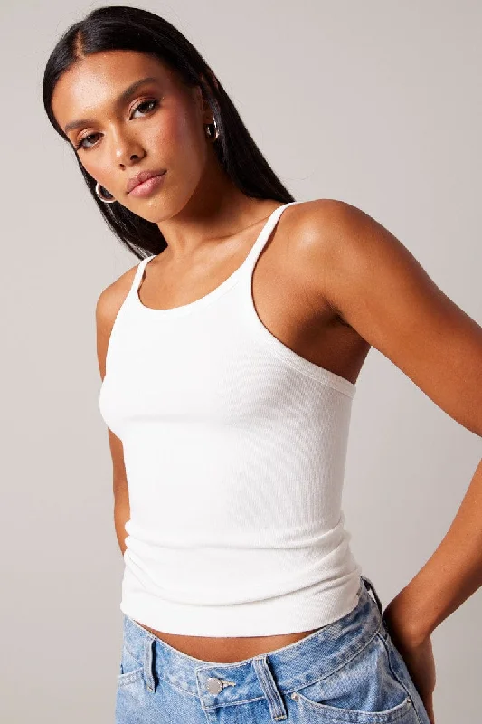 White Singlet Top Seamless Sleeveless Longline