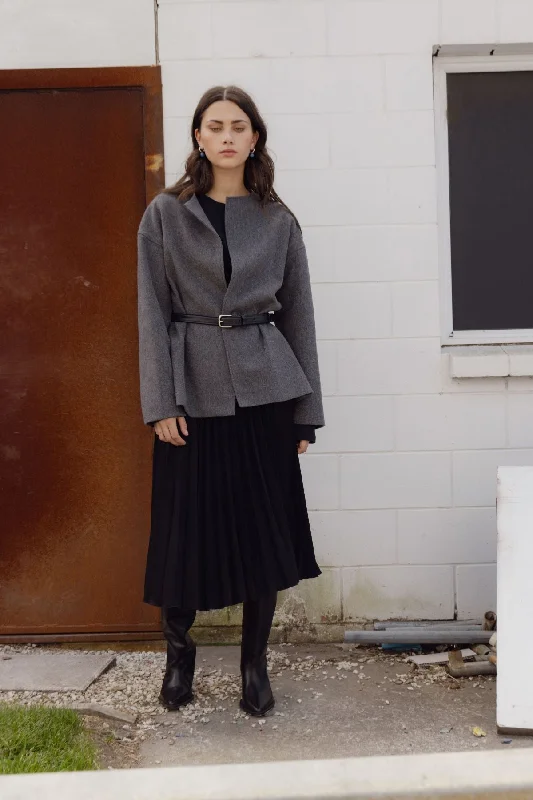 IDAE Drop Shoulder Coat - Charcoal