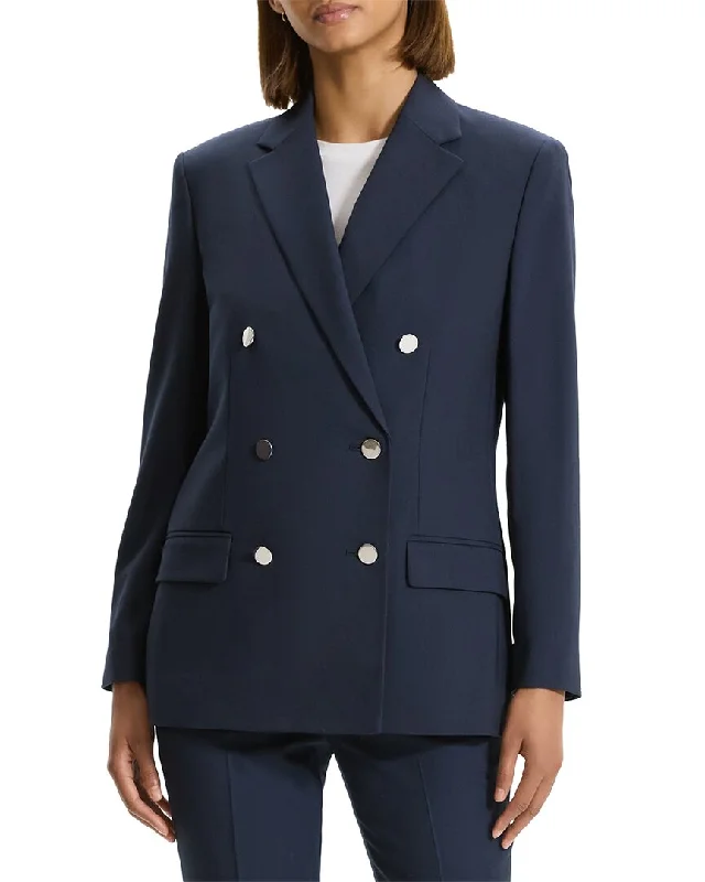 Theory Boxy Double-Breasted Wool-Blend Jacket