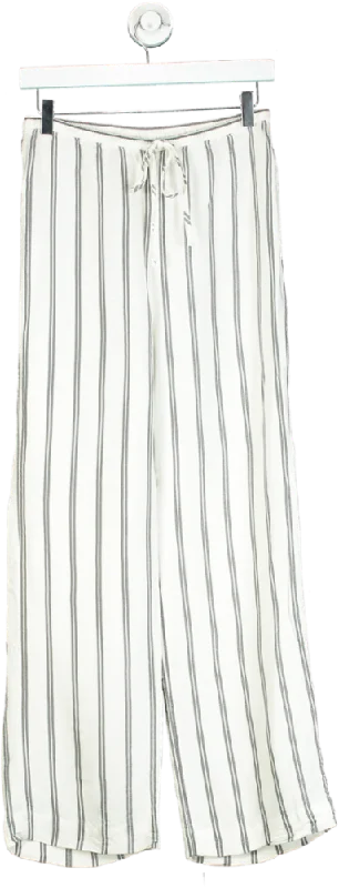 & Other Stories White Striped Drawstring Trousers UK XS