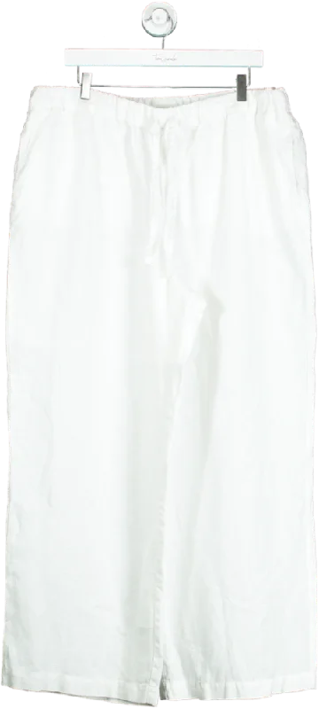 Boden White Linen Trousers UK 18