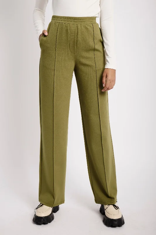 Casual Tailored Ponti Pants in Olive