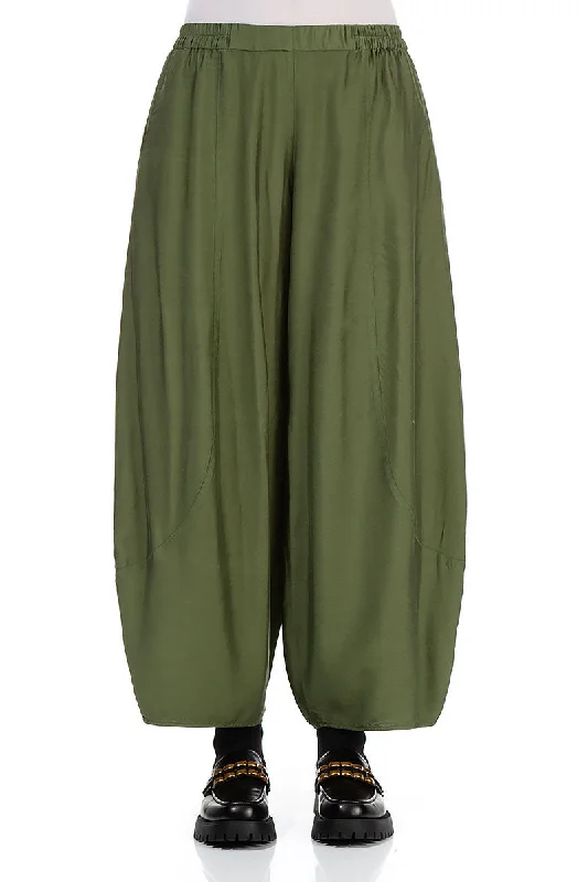 Taper Dark Sage Silk Bamboo Trousers