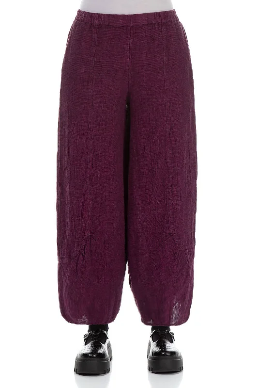 Loose Royal Fuchsia Mélange Linen Trousers