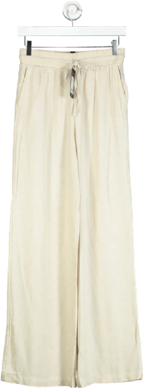 New Look Beige Leila Linen Wide Trousers UK 8