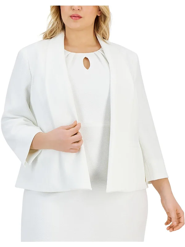 Plus    Womens Suit Separate Office Wear Open-Front Blazer