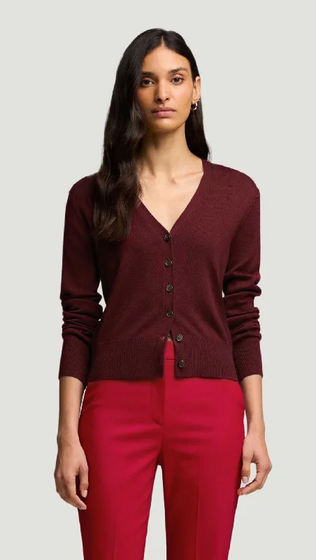 Everyday Knit Crew Cardigan in Merino Wool | Burgundy