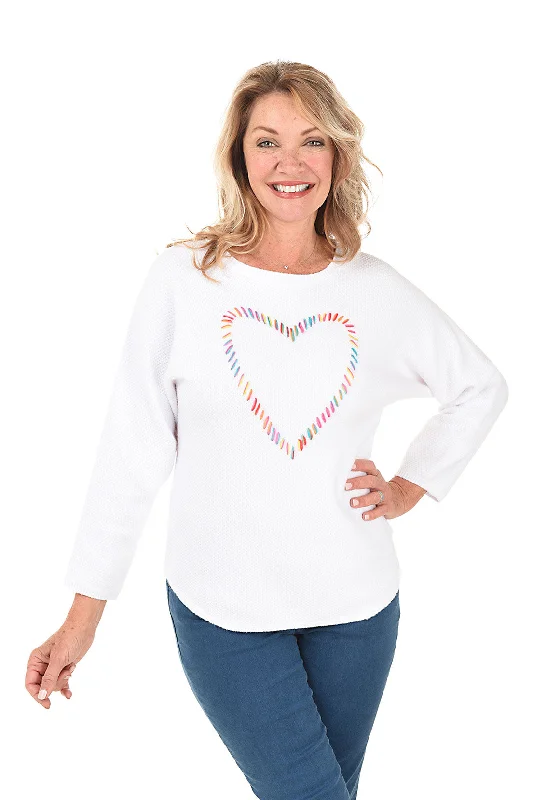 White Rainbow Heart Sweater