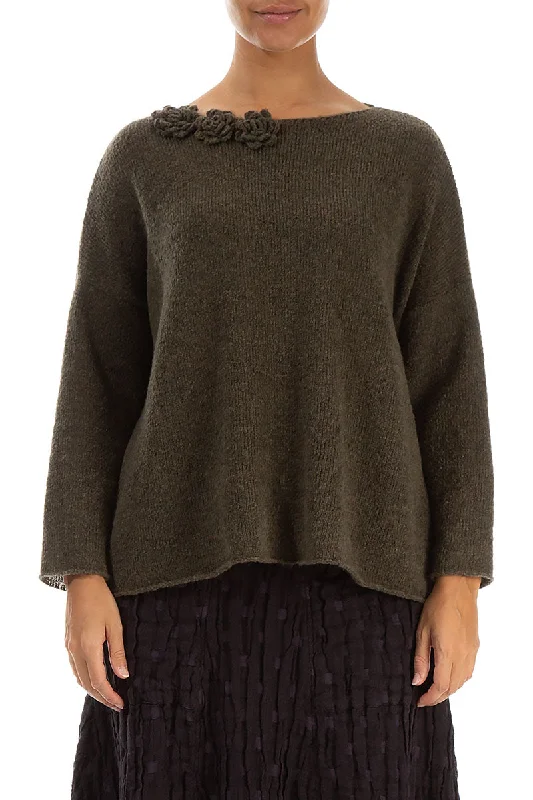 Rosette Khaki Wool Sweater