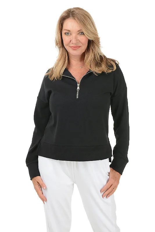 Zip-Neck Dolman Sleeve Scuba Sweatshirt